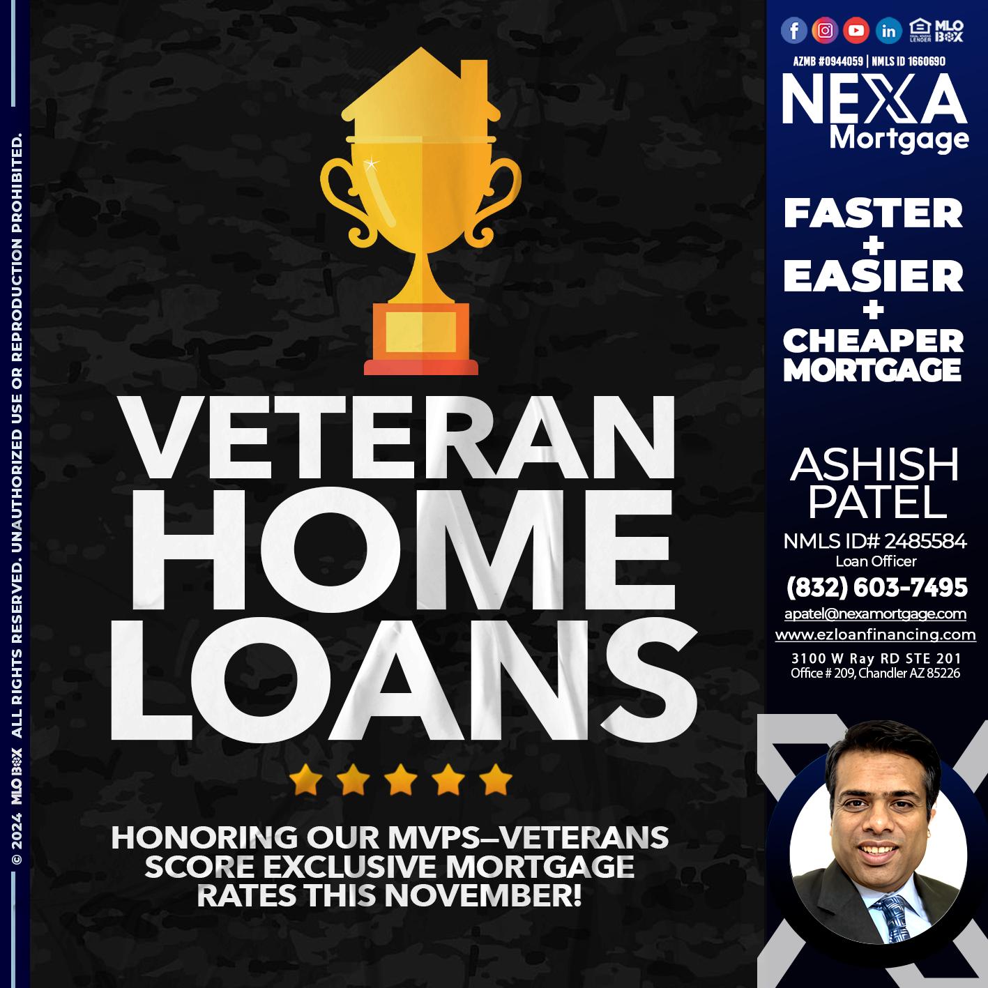 VETERANS HOME LOANS - Ashish Patel -Loan Officer