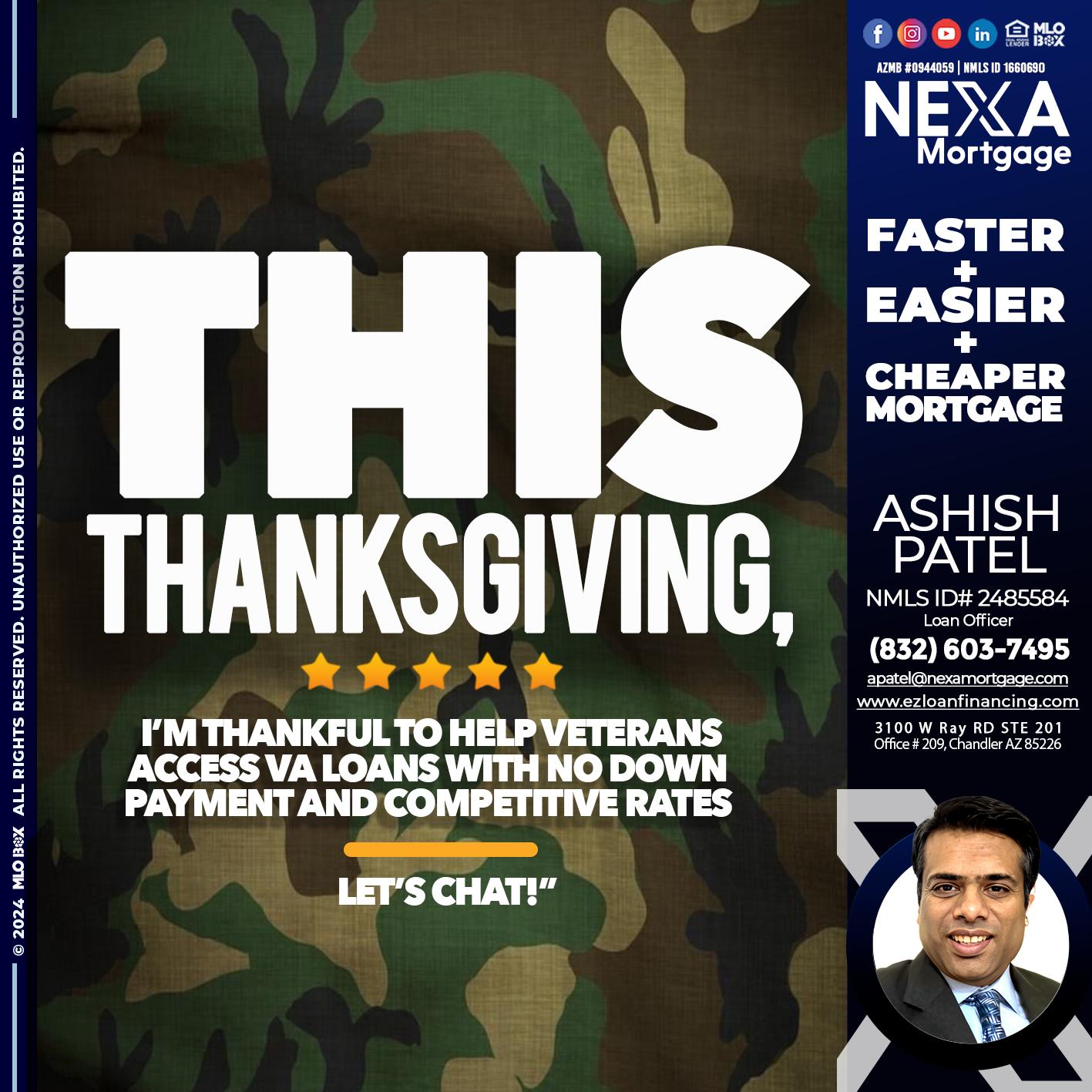 THIS THANKSGIVING - Ashish Patel -Loan Officer