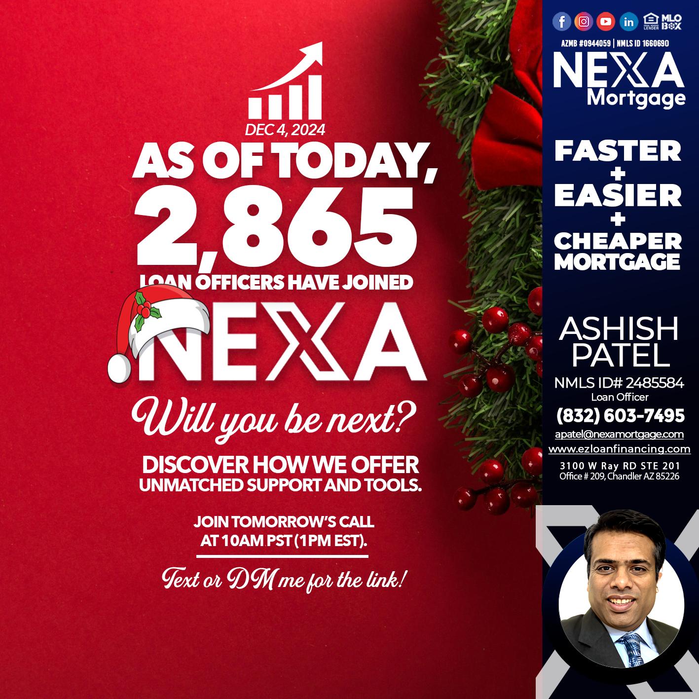 AS OF TODAY - Ashish Patel -Loan Officer