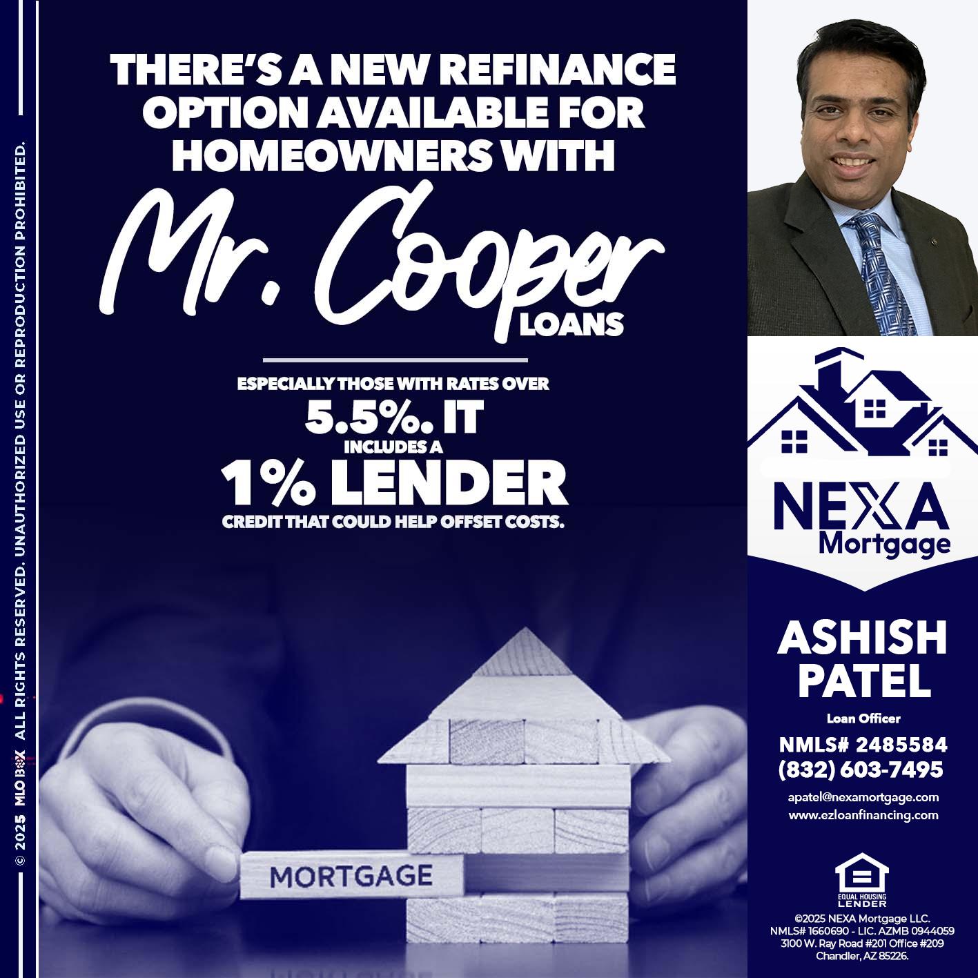 Mr. Cooper loans - Ashish Patel -Loan Officer