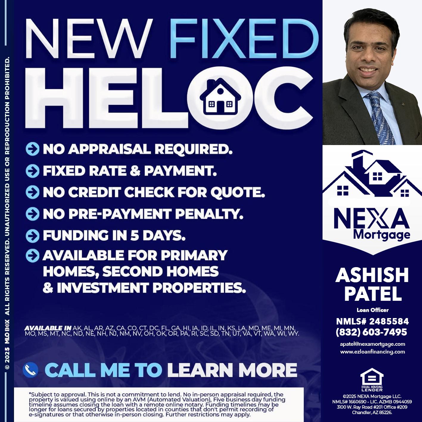 NEW FIXED HELOC - Ashish Patel -Loan Officer