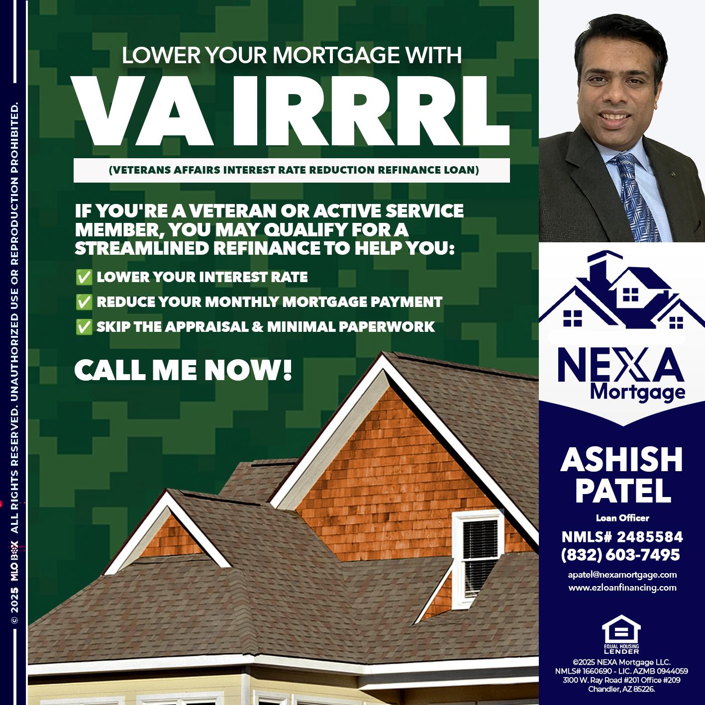 VA IRRRL - Ashish Patel -Loan Officer