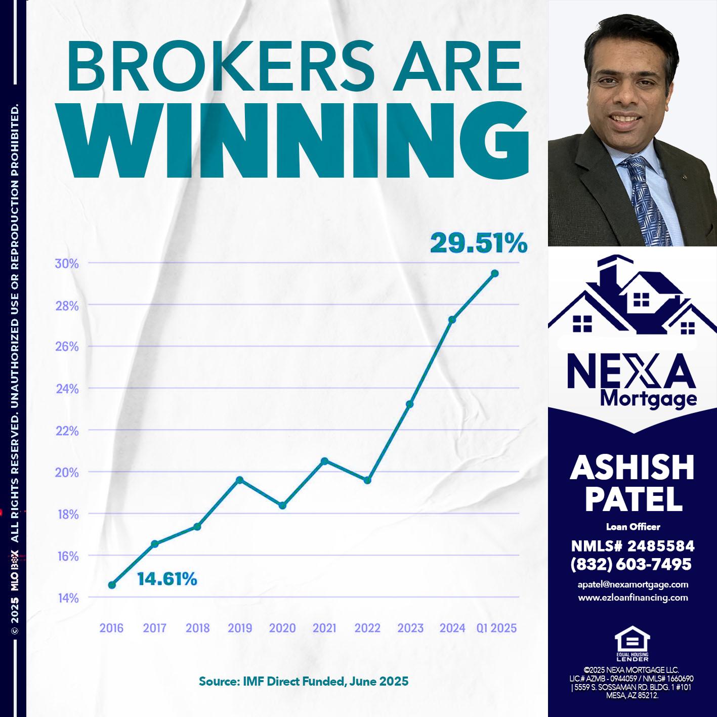 BROKERS ARE WINNING - Ashish Patel -Loan Officer