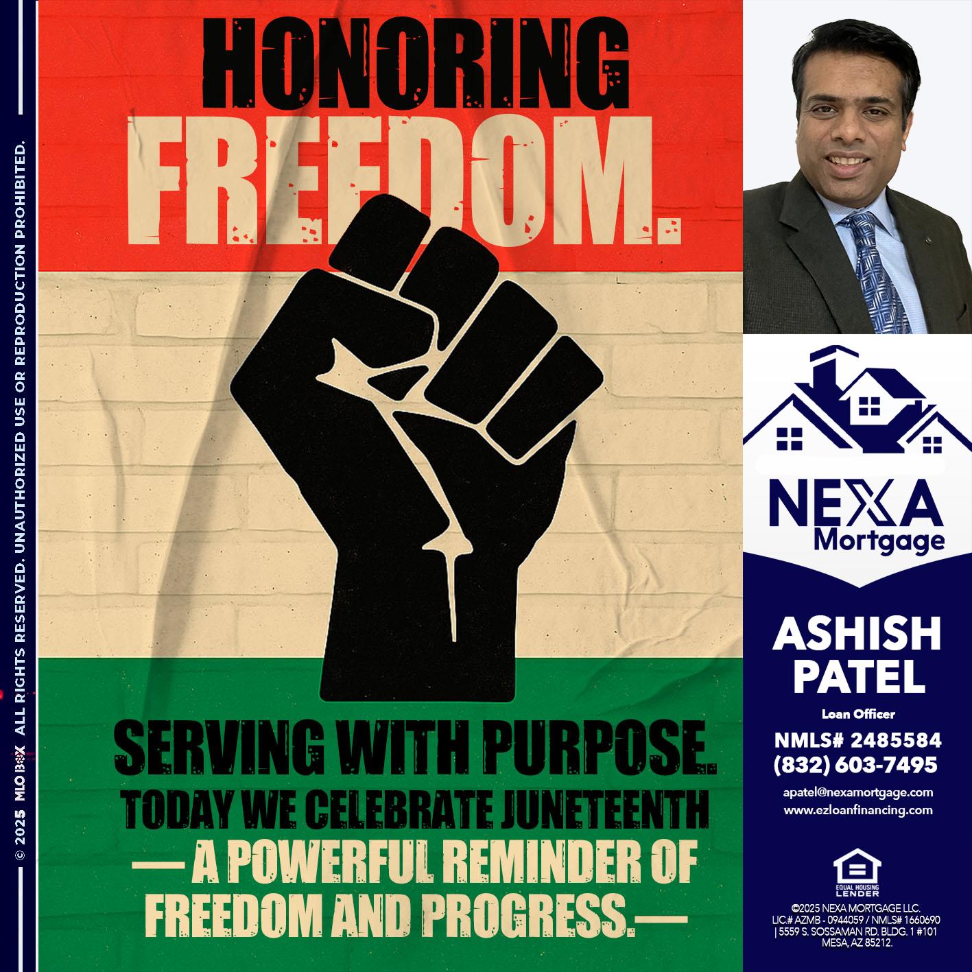 HONORING FREEDOM - Ashish Patel -Loan Officer