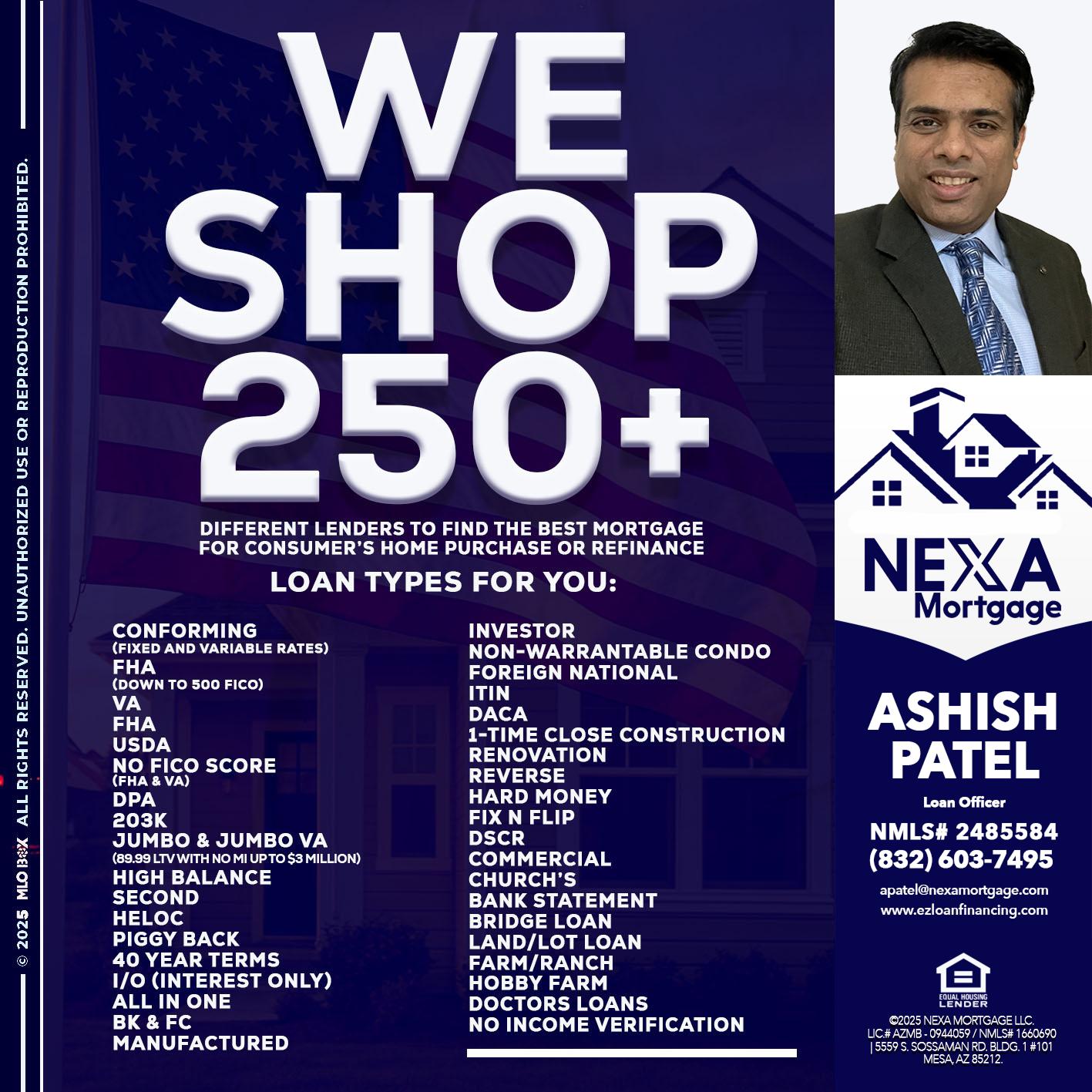 WE SHOP 250+ - Ashish Patel -Loan Officer