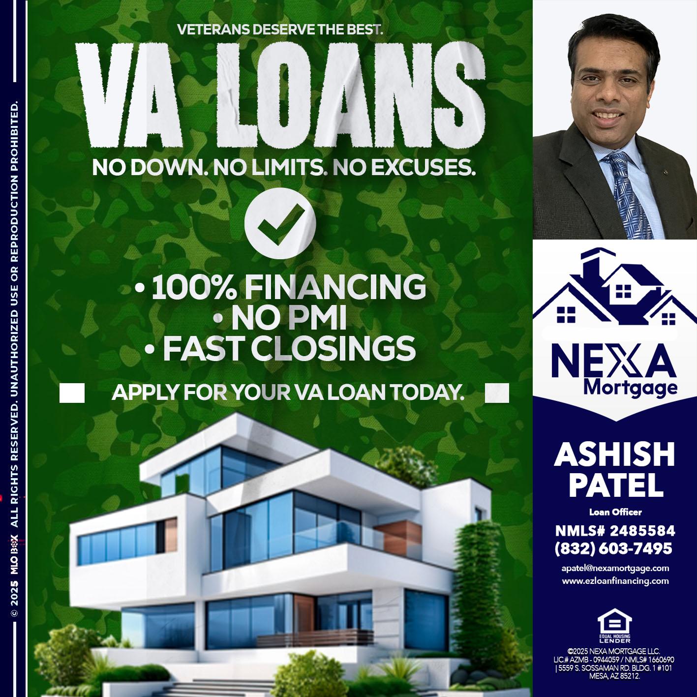 VA LOANS - Ashish Patel -Loan Officer