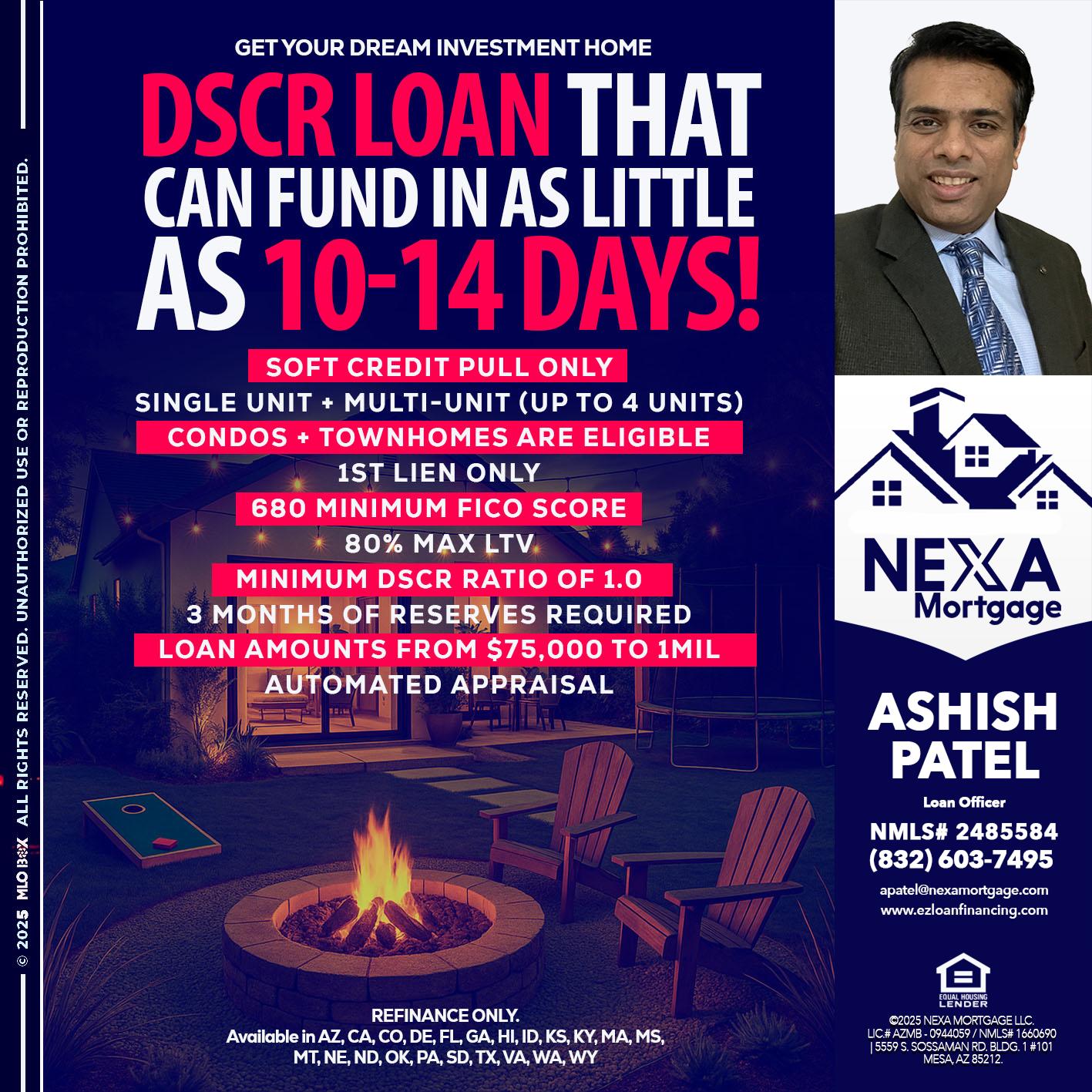 DSCR LOAN - Ashish Patel -Loan Officer