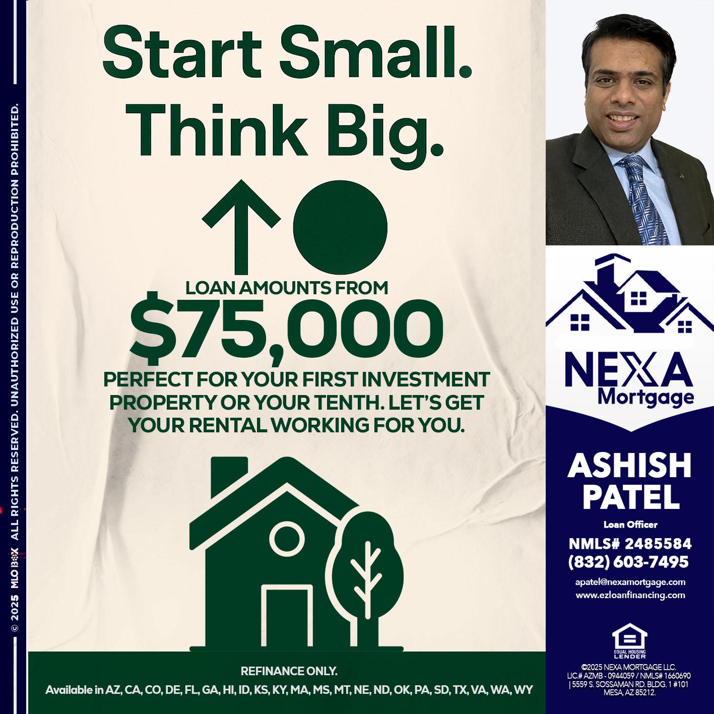 START SMALL - Ashish Patel -Loan Officer