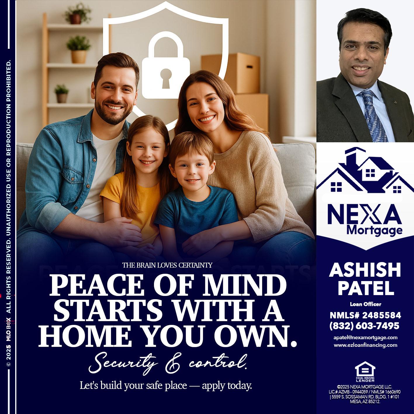 peace of mind - Ashish Patel -Loan Officer