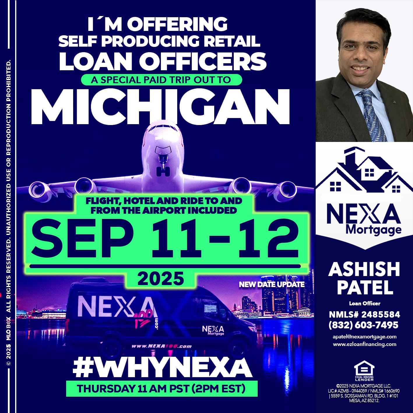 michigan sep 11-12 - Ashish Patel -Loan Officer