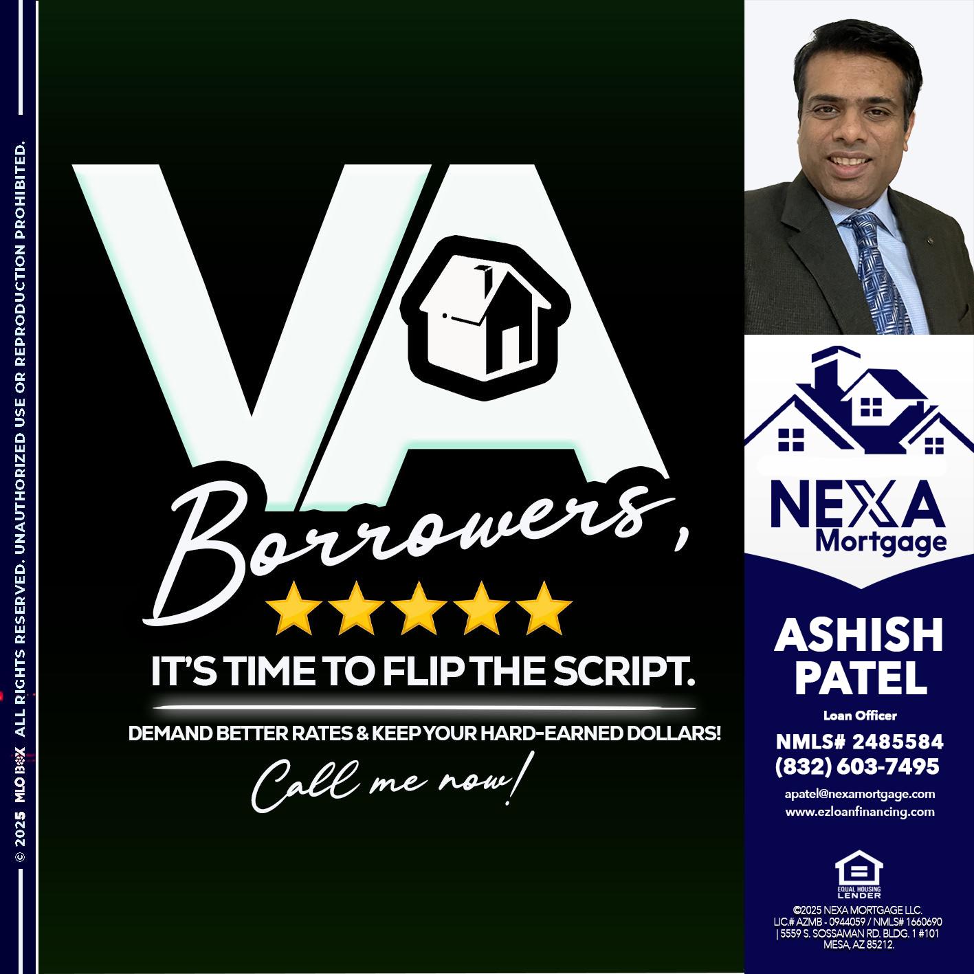 VA BORROWERS - Ashish Patel -Loan Officer