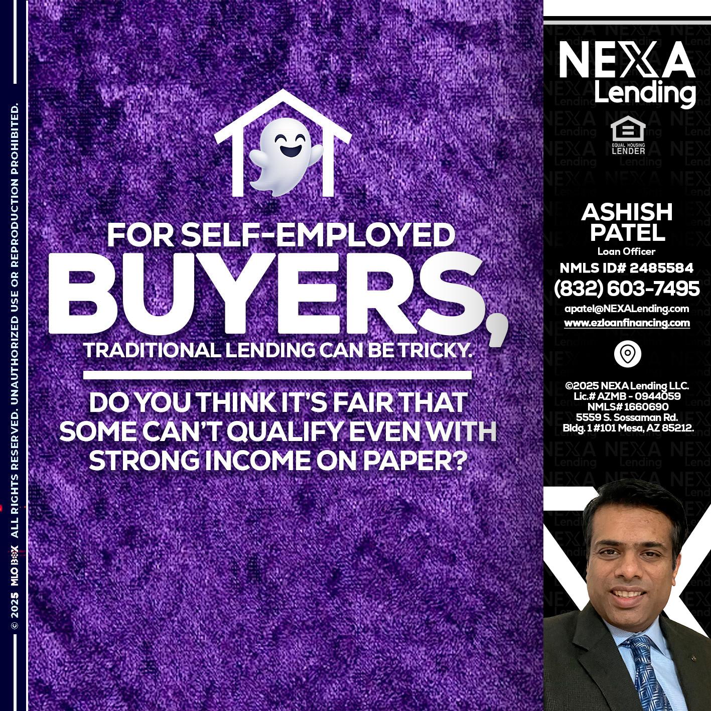 for self employed - Ashish Patel -Loan Officer