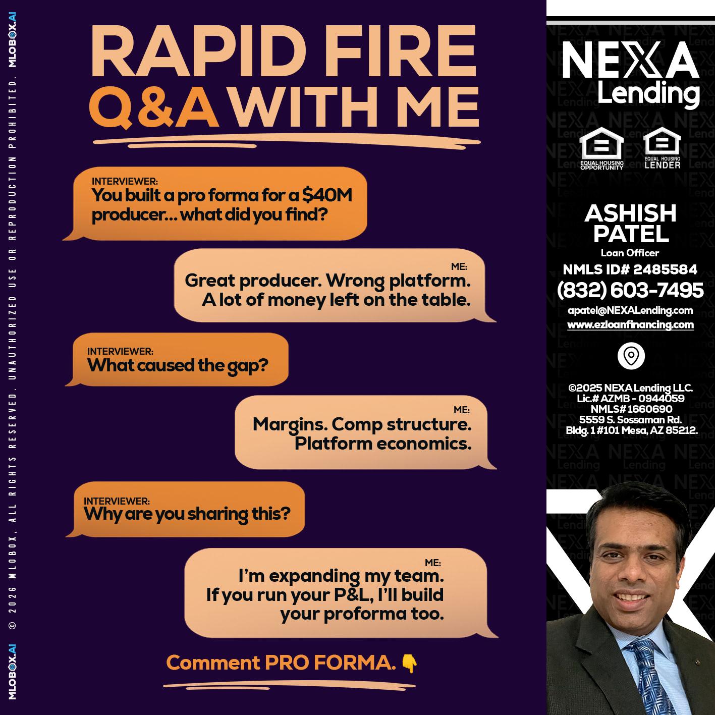 RAPID FIRE - Ashish Patel -Loan Officer