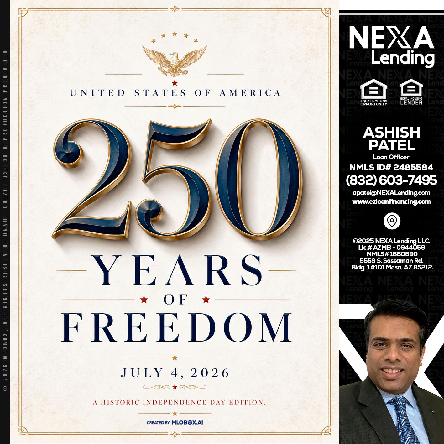 250 YEARS - Ashish Patel -Loan Officer