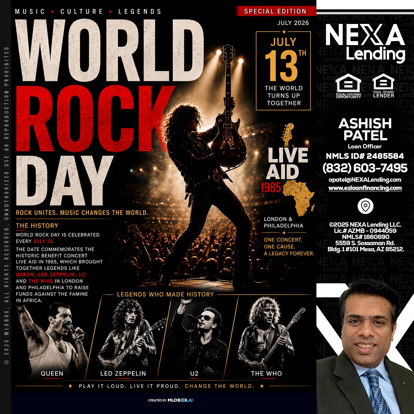 WORLD ROCK MUSIC DAY - Ashish Patel -Loan Officer