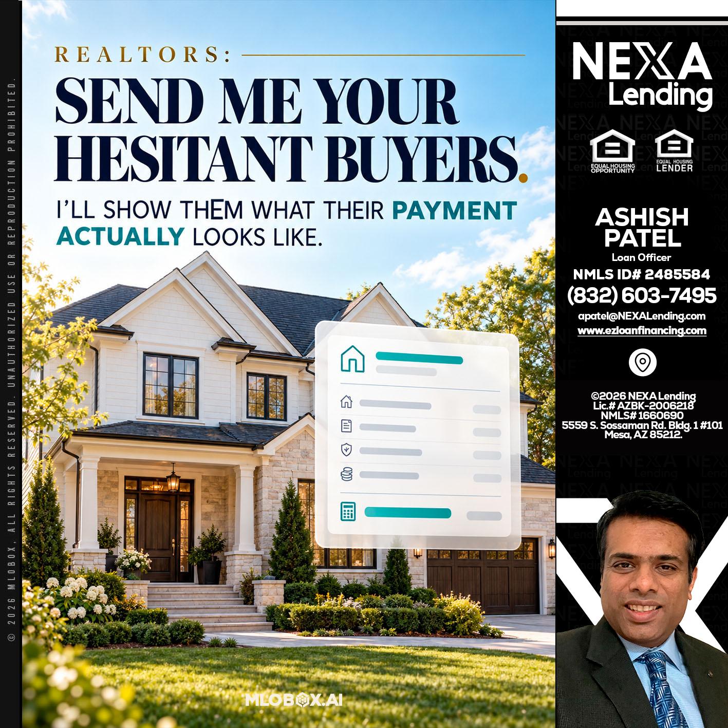 SEND ME YOUR - Ashish Patel -Loan Officer