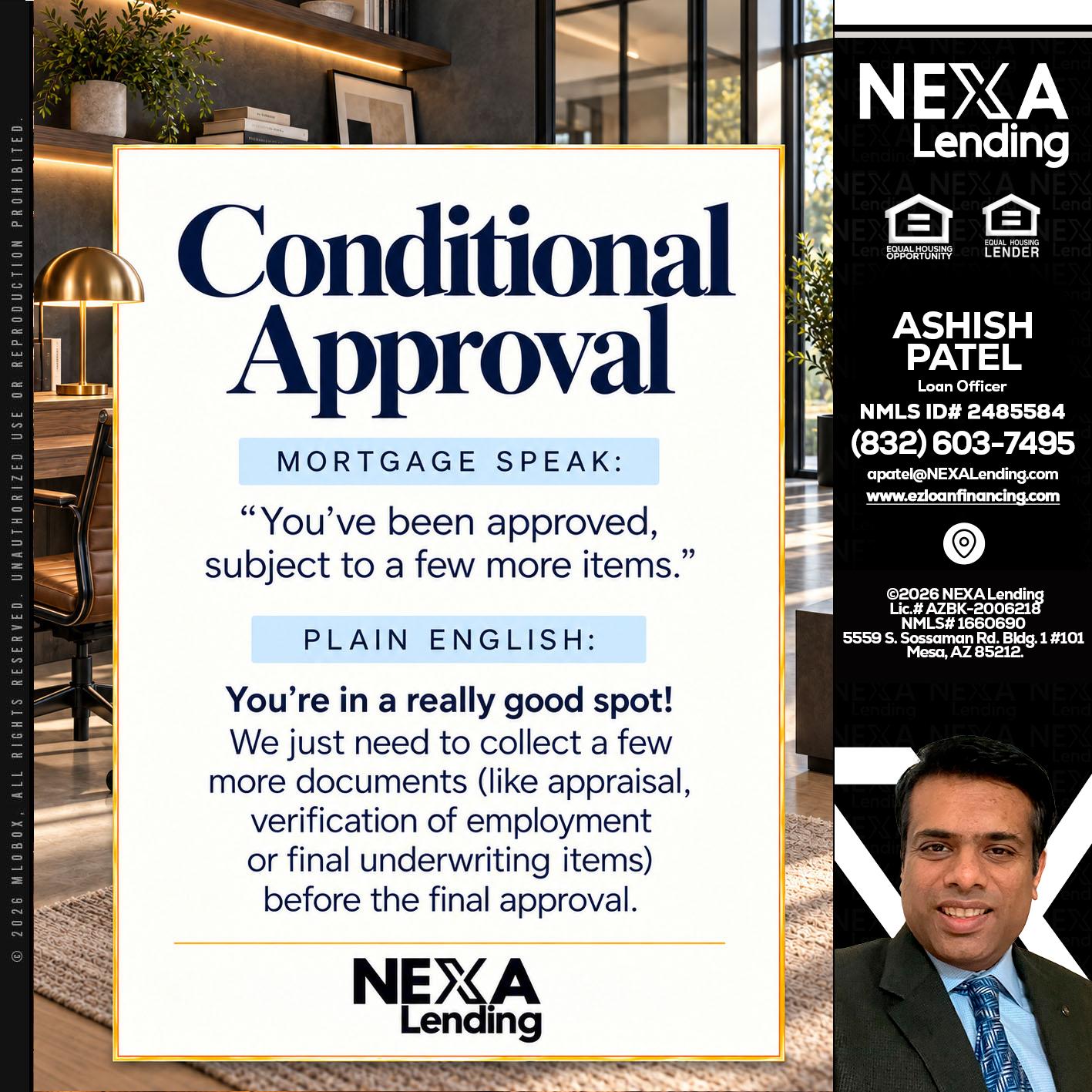 CONDITIONAL APROVAL - Ashish Patel -Loan Officer