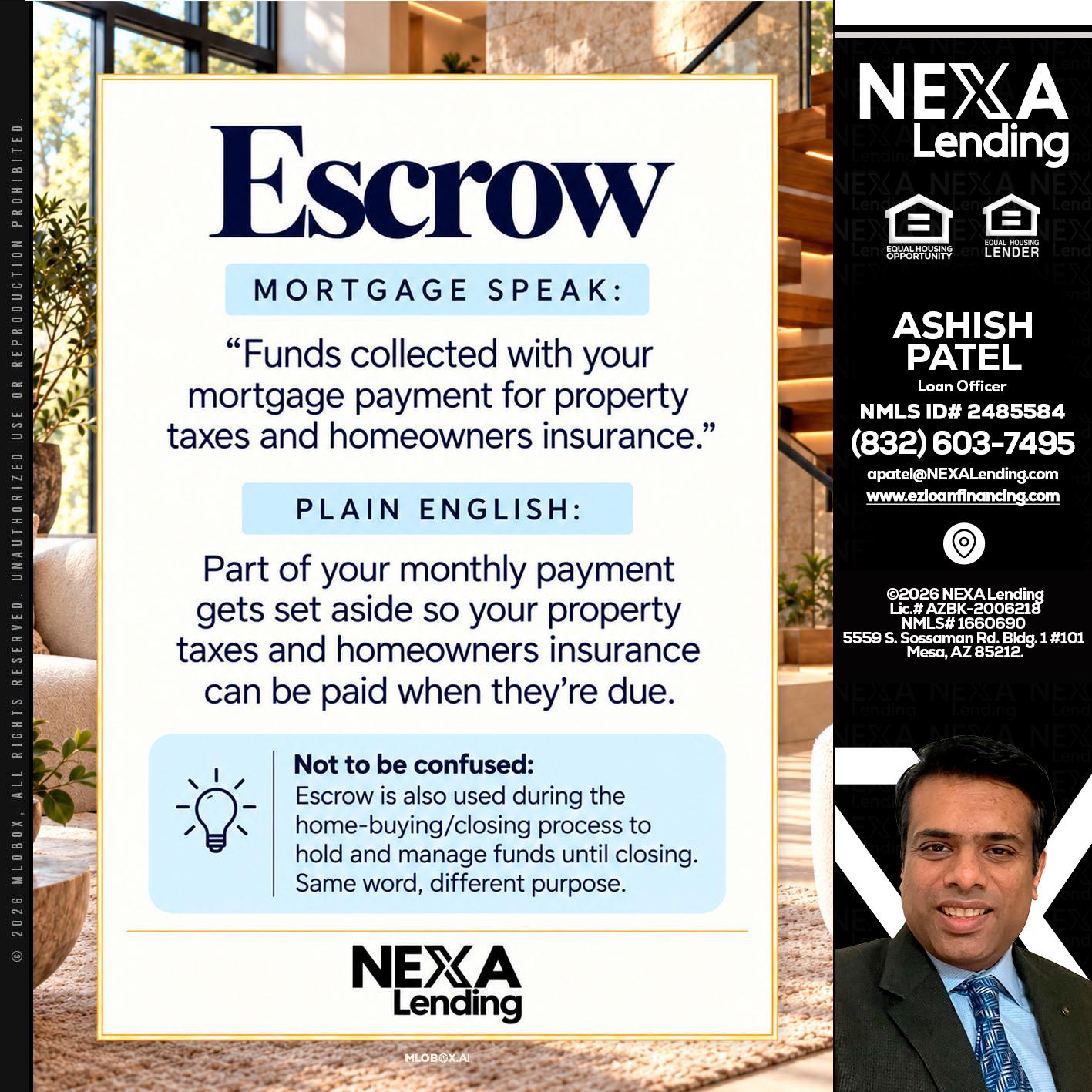 ESCROW - Ashish Patel -Loan Officer