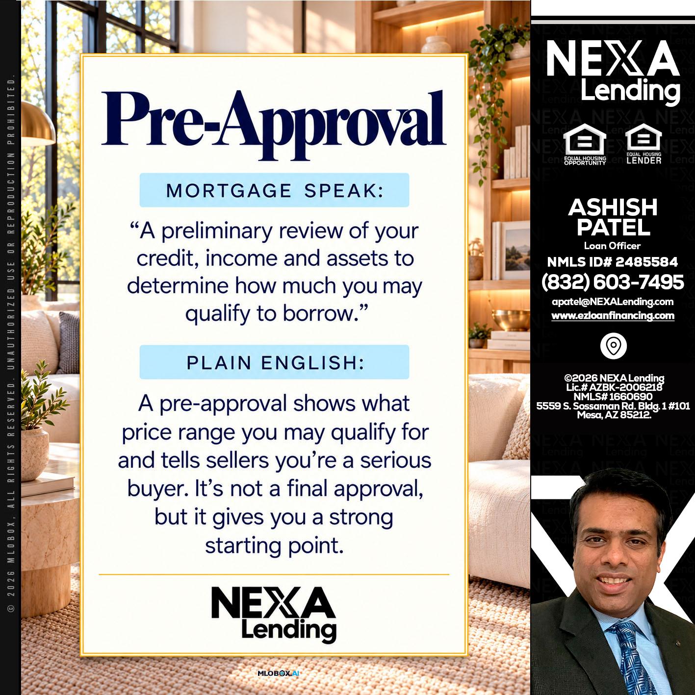 PREAPROVAL - Ashish Patel -Loan Officer